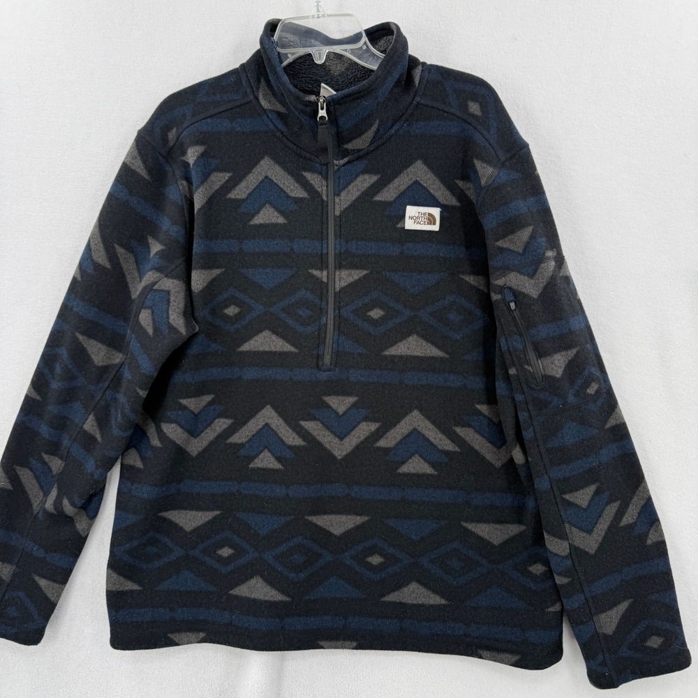 The North Face Fleece Pullover Mens XL Blue Aztec Geometric Half 1/2 Zip Jacket